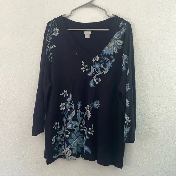 Chico’s V neck Navy Blue shirt size XXL - Picture 1 of 9